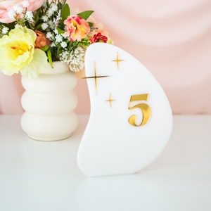 Retro Wedding Table Numbers Midcentury Mod Wedding Table Number Sign Wedding Centerpiece Modern Minimalist Acrylic Table Number RTB123 image 1