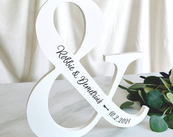 Wedding Gift Home Decor Ampersand Sign Personalized Home Decor Engagement Sign, Wooden Ampersand with Names Wedding (Item - APP120)