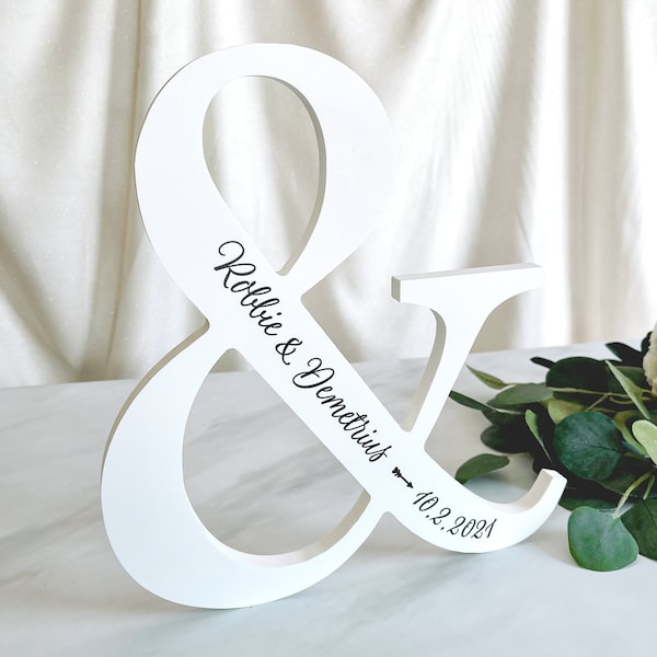 Wedding Gift Home Decor Ampersand Sign Personalized Home Decor Engagement Sign, Wooden Ampersand with Names Wedding (Item - APP120)