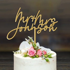 Adorno para tarta de boda, adorno para tarta de boda con el nombre del señor y la señora, adorno moderno para tarta de postre para tarta de boda (TNT921)