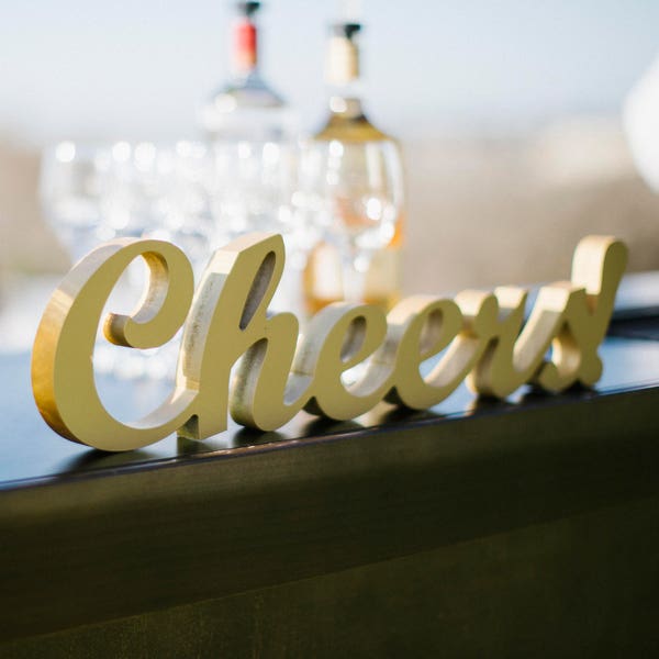 Cheers Wedding Sign or Party Sign for Bar Reception Drink Station - Freestanding Wedding Sign Decor for Reception Decoration (Item - CHR100)