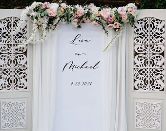 Wedding Backdrop with Names, Wedding Decor or Photo Booth Personalized Banner Hanging Script Wedding Back Drop Wedding Aisle Decor (BBD700)