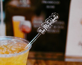 Personalized Wedding Stir Sticks Wedding Bar Decor Name Stir Sticks for Signature Drinks Custom Acrylic Swizzle Stick with Last Name NMS113