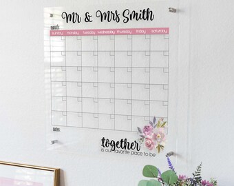 Acrylic Calendar Wedding Gift Clear Calendar for Family Couples Mr & Mrs Clear Acrylic Wall Calendar Home Decor Office Sign (Item - CMM699)