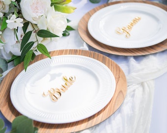 Plate Names Gold Mirror Table Names Wedding Meal Choice Seating Names Party Escort Card Names Gold, Rose Gold, Silver Dinner Names LPC200