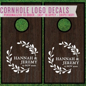 Wedding Cornhole Decals, Cornhole Board Monogram Stickers for DIY Cornhole Game Boards Personalized Corn hole Gift Couples (Item - CHL322)