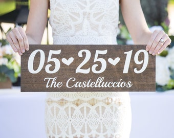 Personalized Wedding Date Sign, Save the Date or Wedding Gift for Couples Name & Date Sign, Wedding Gift Couples Wooden Date (Item - DAP640)