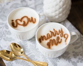 Coffee Stencils Proposal Idea Engagement Coffee Gift Custom Coffee Stencil Gift for Her Coffee Lover Proposal Marry Me (Item - CST409)