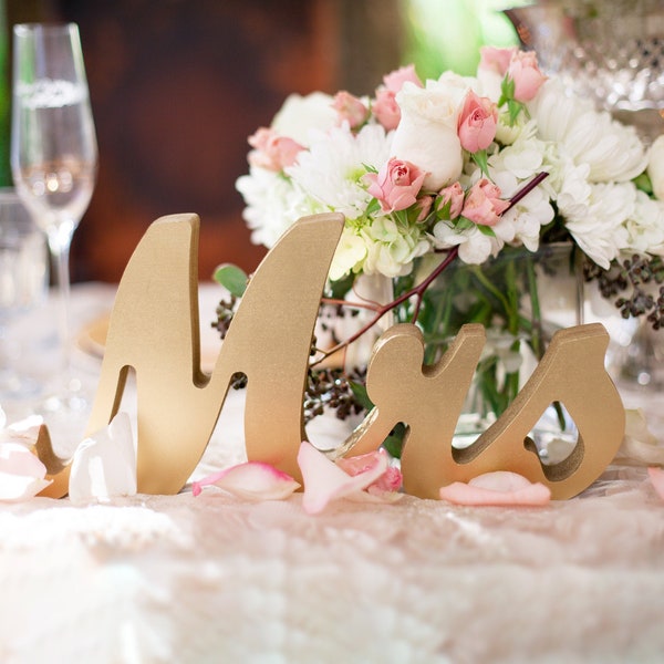 Plaque de mariage Mr et Mme argentée ou métallique, décoration de table chérie, lettre en bois de Mr et Mme, grande plaque épaisse de mariage de Mr et Mme MTS100 X