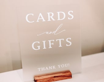 Cards & Gifts Sign Clear Frosted Acrylic Sign for Wedding, Clear Acrylic Wedding Sign and Stand, Wedding Table Sign (Item - CGF64F)