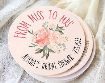 Bridal Shower Coasters Thank You Favors Personalized Name & Shower Date Pink Floral Design Coaster for Wedding Decor (Item - MIS541)