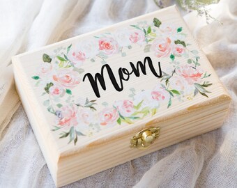 Mother's Day Mom Gift Box Jewelry Box Personalized Name, Wooden Box for Mother Grandma Mom Gift Gift Name Box (Item - JBF340)