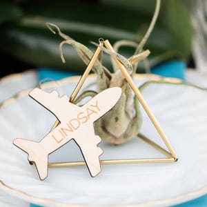 Marque-places avion pour mariage ou fête, plaques de bois, noms de table, marque-places pour marque-places de mariage (APC200)