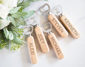 Groomsmen Gift Favors Bottle Openers Personalized Wooden Bottle Openers for Wedding Groomsmen Bridal Party Gifts (Item - GMB200)