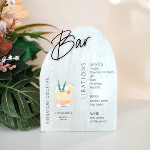 Wedding Bar Menu Sign Faux Travertine Wedding Bar Menu Wedding Bar Signature Drink Cocktail Menu Faux Travertine Stone Bar Sign (TBR623)