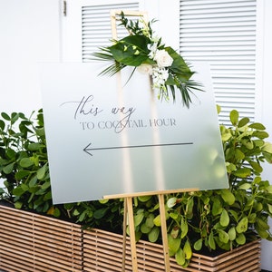 Wedding Directional Sign Acrylic Elegant Wedding Sign for Wedding Signs, Cocktail Sign Wedding Decor Sign Cocktail Hour Sign (Item - CTH243)