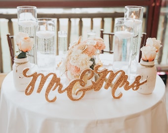 Mr and Mrs Wedding Sign for Wedding Table Centerpiece Decor Mr and Mrs Letters, Standing Mr & Mrs Sweetheart Sign Set (Item - TMK200)