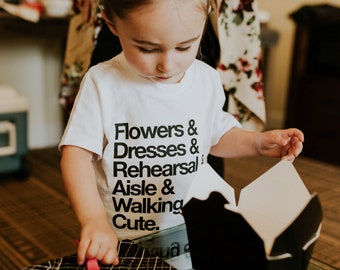 Flower Girl Shirt for Wedding Bridal Party Flower Girls, Kids or Baby Tee for Wedding Outfits Cute Girls Shirt (Item - FSL200)