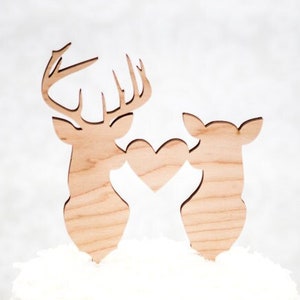Country Cake Topper Rustic Wedding Deer Head Cake Topper, Buck Hunting Cake Topper, Country Wedding Antler Cake Topper (BHT800)