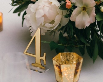 Table Numbers Acrylic Table Numbers Wedding Party or Event, Gold Mirror or Silver Decor Wedding Table Numbers, Wedding Signs (ACR100)