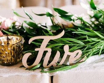 Parole per numeri da tavolo per matrimonio Parole in legno per numeri da tavolo Centrotavola per matrimonio Numeri ritagliati in legno (Articolo - LWN100)