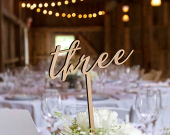 Wedding Table Numbers Rustic Table Numbers Wedding on Sticks, Wooden Table Number Wood or Custom Painted Wedding Decor Centerpiece (LWS100)