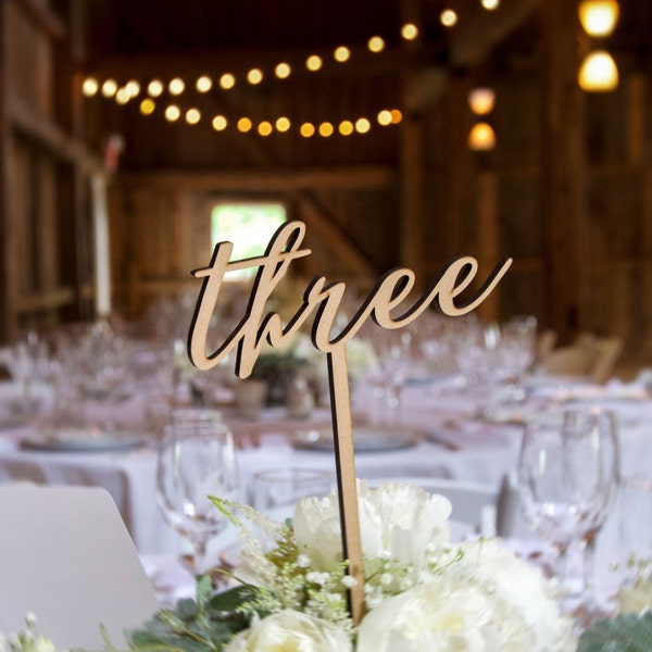 Wedding Table Numbers Rustic Table Numbers Wedding on Sticks, Wooden Table Number Wood or Custom Painted Wedding Decor Centerpiece (LWS100)