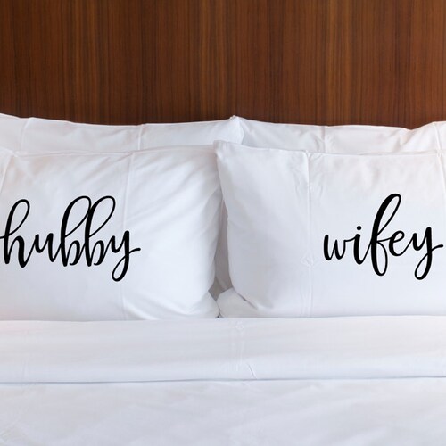 Pillowcases Wedding Gift Couples Gift Hubby and Wifey Couples Etsy