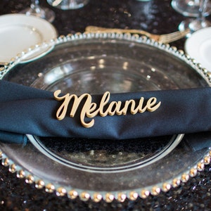 Place Card Name Meal Choice Wood or Gold Mirror Plate Names, Wedding Seating Names Wedding Party Event Decor, Place Cards LPC200