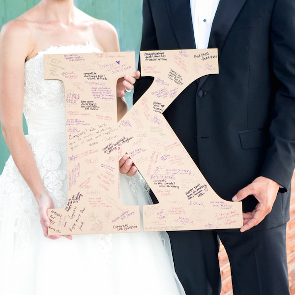 Wedding Guestbook Monogram Letter Sign - 22" Large Wooden Letter for Guestbook Alternative ( Item - GBW220 )