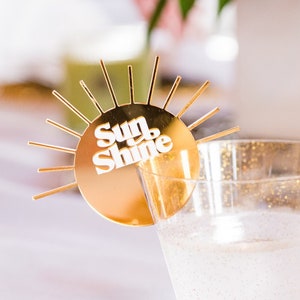 Sunshine Drink Tag Place Cards for Drink Glasses, Wedding Party or ...
