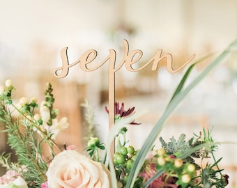 Table Numbers Wedding Table Numbers, Words on Sticks, Wooden Cut Extra Tall Words Wedding Centerpiece Decor Reception Table Numbers (LWS100)