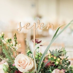 Table Numbers Wedding Table Numbers, Words on Sticks, Wooden Cut Extra Tall Words Wedding Centerpiece Decor Reception Table Numbers (LWS100)