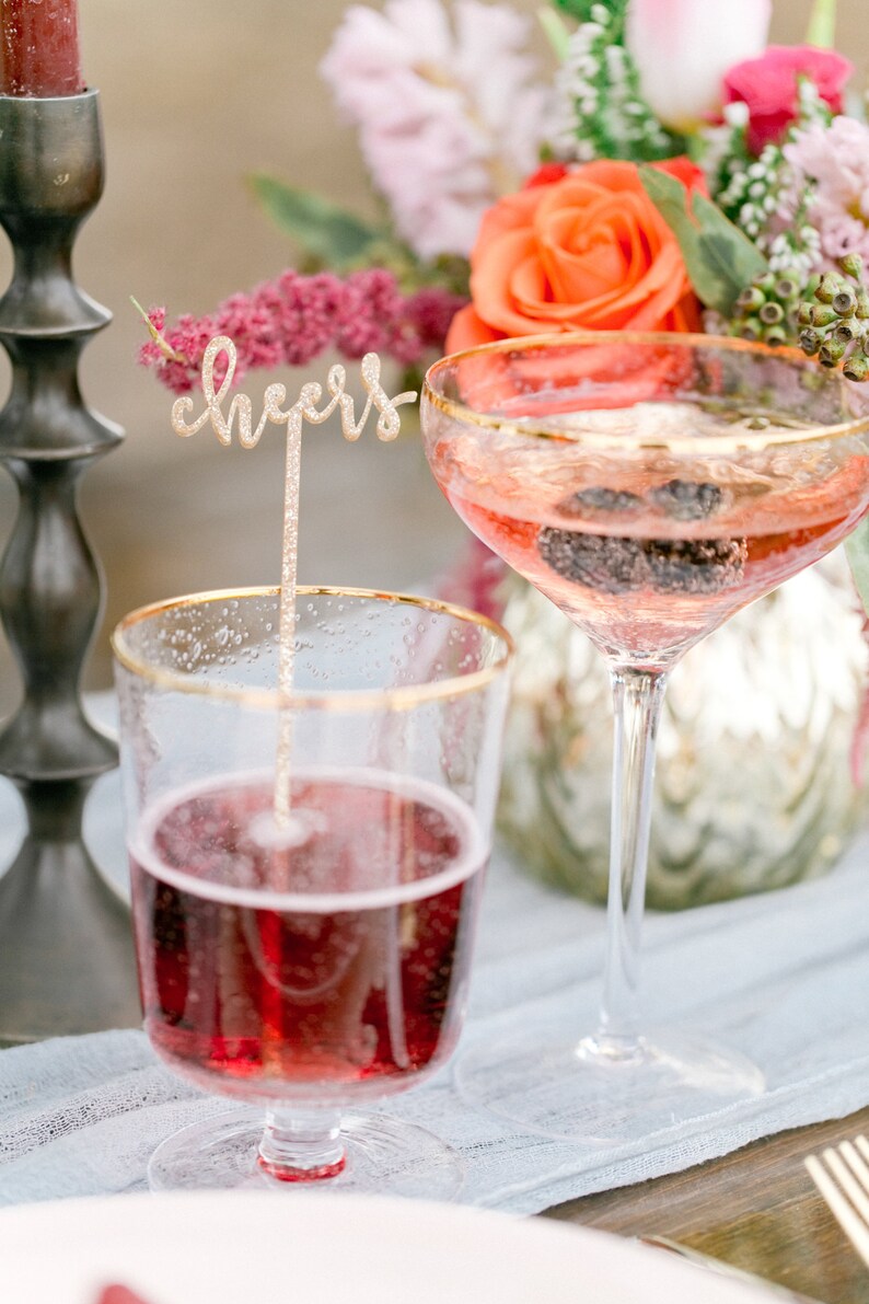 Party Stir Sticks Cheers Glitter Wedding Etsy