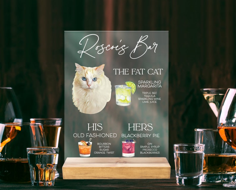 Dog Drink Wedding Sign Bar Menu Custom Pet Painting Dog Bar Etsy