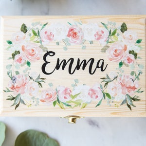 Bridesmaids Gift Box Jewelry Box Personalized Name Flower Girl Gift Wooden Box Wedding Bridal Party Gift Name Box Wedding (Item - JBF340)