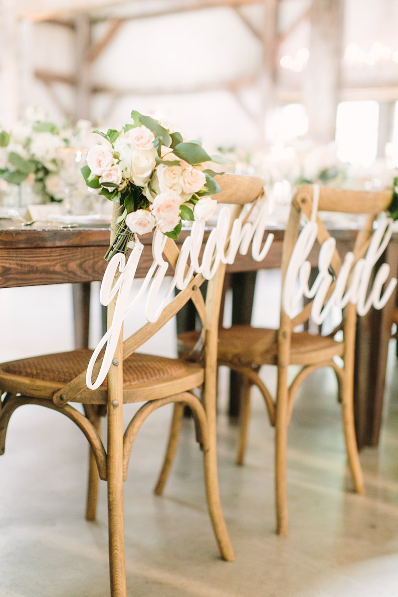 Bride Groom Chair Signs For Wedding Hanging Chair Sign Wooden Etsy
