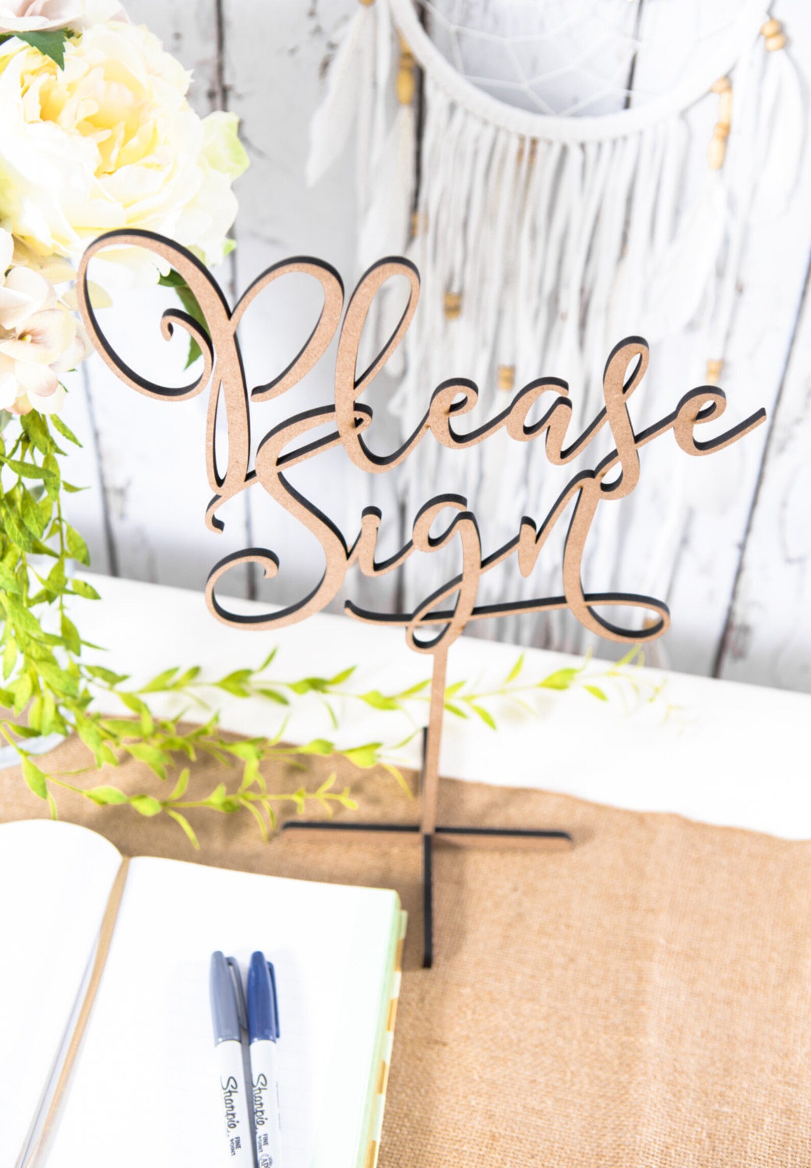 Guest Book Table Sign please Sign Standing in Gold Etsy