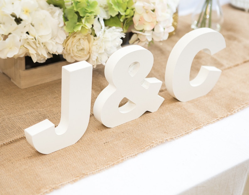 Wooden Letters Freestanding Wedding Initial Signs Wood Letters Initials Freestanding Wooden Wedding Signs 3 Piece Set Wood Letters INI400 image 3