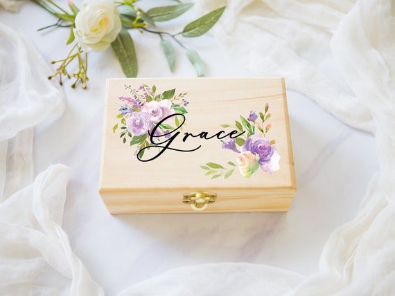 Flower Girl or Bridesmaids Gift Box Jewelry Box Purple