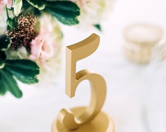 Wedding Gold Table Numbers Rustic Wedding Decor, Romantic Gold Wedding Table Number Wooden Tall Table Number Sign Centerpieces (NUM115)
