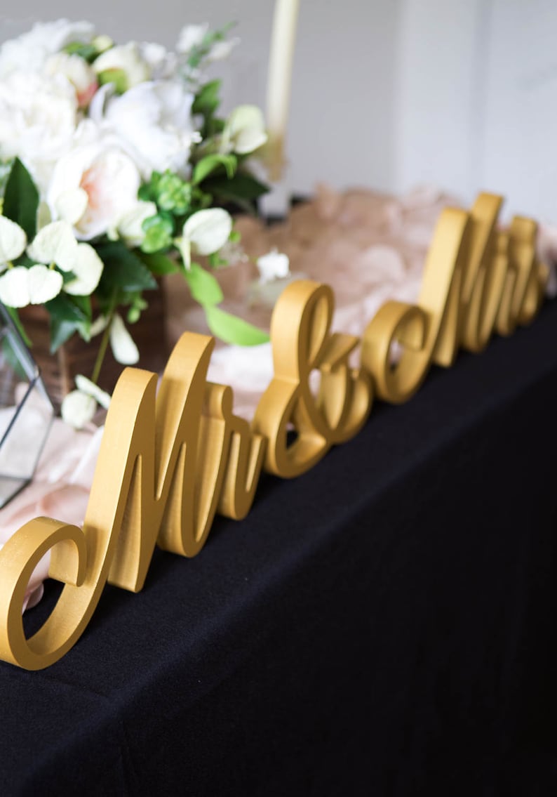 Script Mr and Mrs Wedding Signs for Wedding Sweetheart Table, Mr and Mrs Letters, Large Thick Mr & Mrs Sign Set Item MTF200 image 1