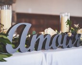 Wedding Table Sign Bilingual Eclectic Love Sign for Wedding Decor - Freestanding Words French Spanish Italian "Love" Sign (Item - AMR100)