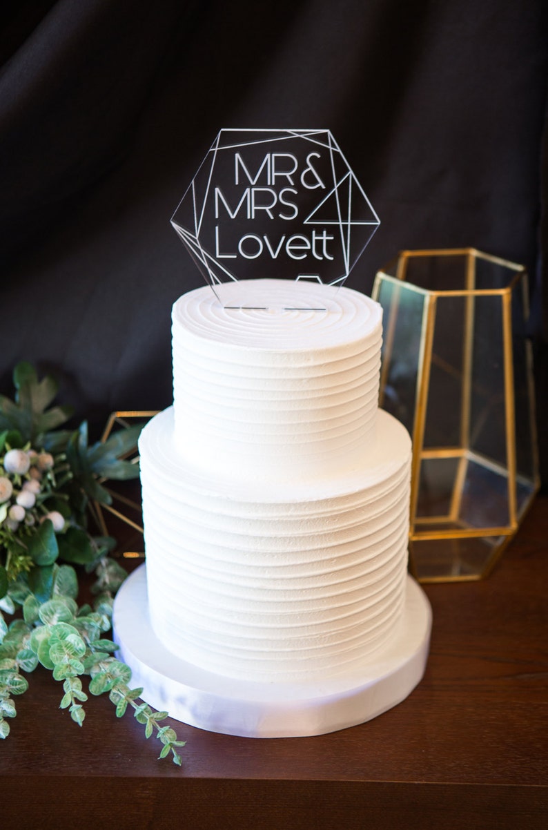 Geometric Wedding Cake Topper Clear Acrylic Wedding Sign For Etsy