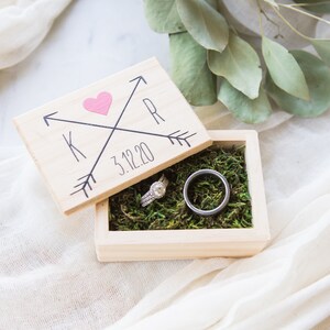 Wedding Ring Box Personalized Name, Wooden Box for Wedding Bridal Party Gift Name Box Item WRA340 image 3