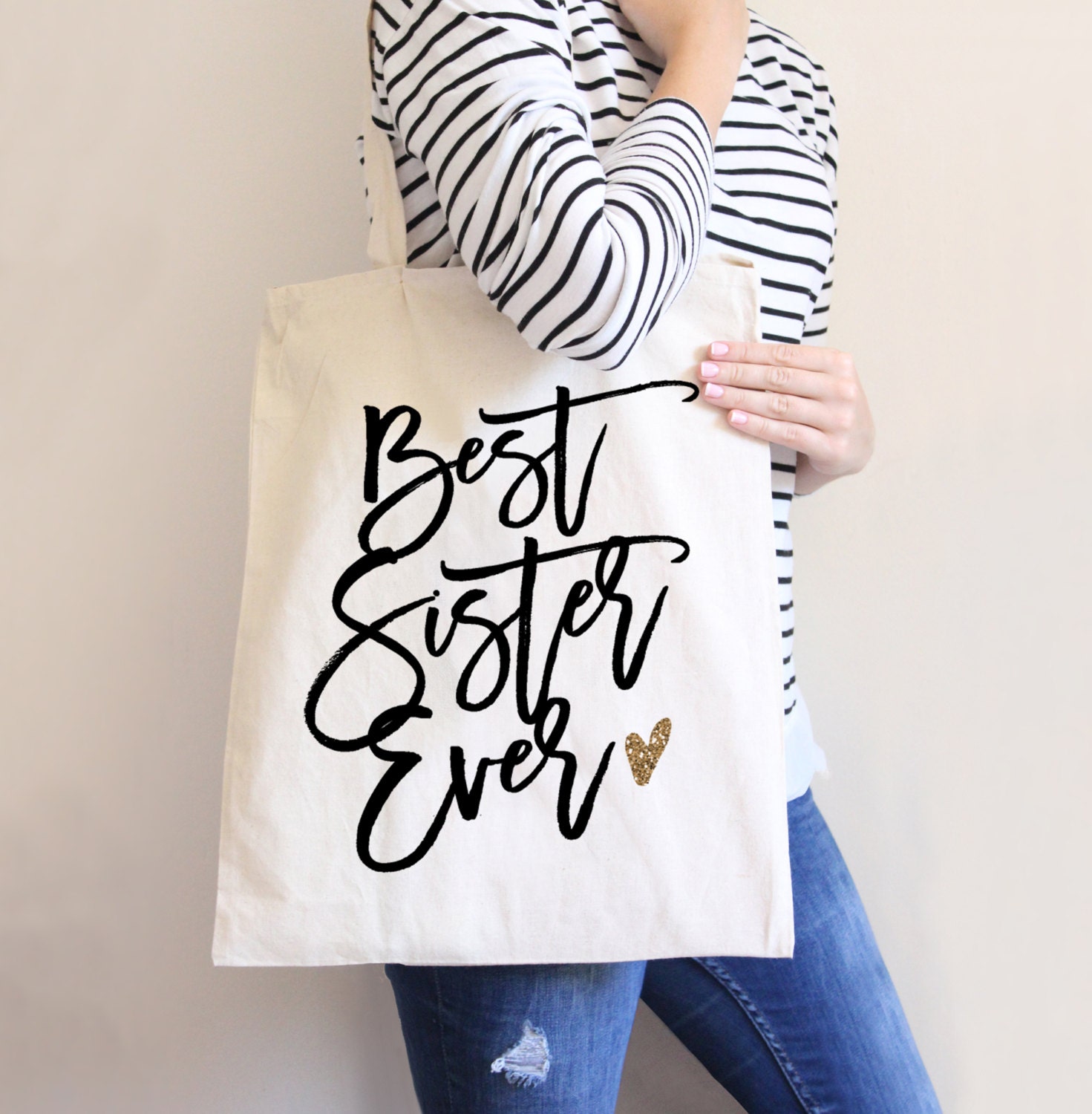 Tote Bags for Sister Birthday Gift Best Sister Ever Natural Etsy