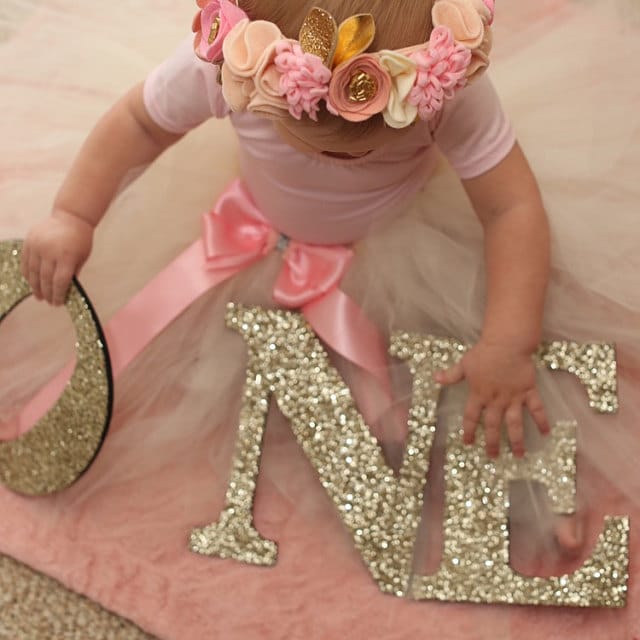 Distaratie One Letters First Birthday Gold Glitter One Sign Large Numbers  For Party Decor 1st Birthday Decorations Boys Girls First Anniversary