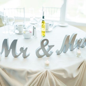 Gold Mr and Mrs Sign Wedding Sweetheart Table Decor Mr & Mrs Wooden Letter Large Thick Mr and Mrs Wedding Sign Item MTS100 image 7