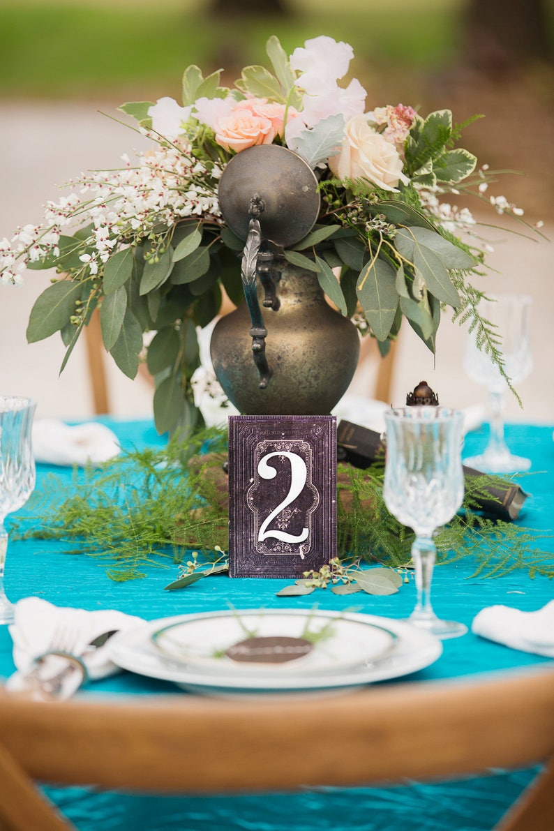 Wedding Wedding Table Numbers on Stands, Literary Book Standing Table Number Wedding Decor Centerpiece Fairytale Book Style BTN200 image 2