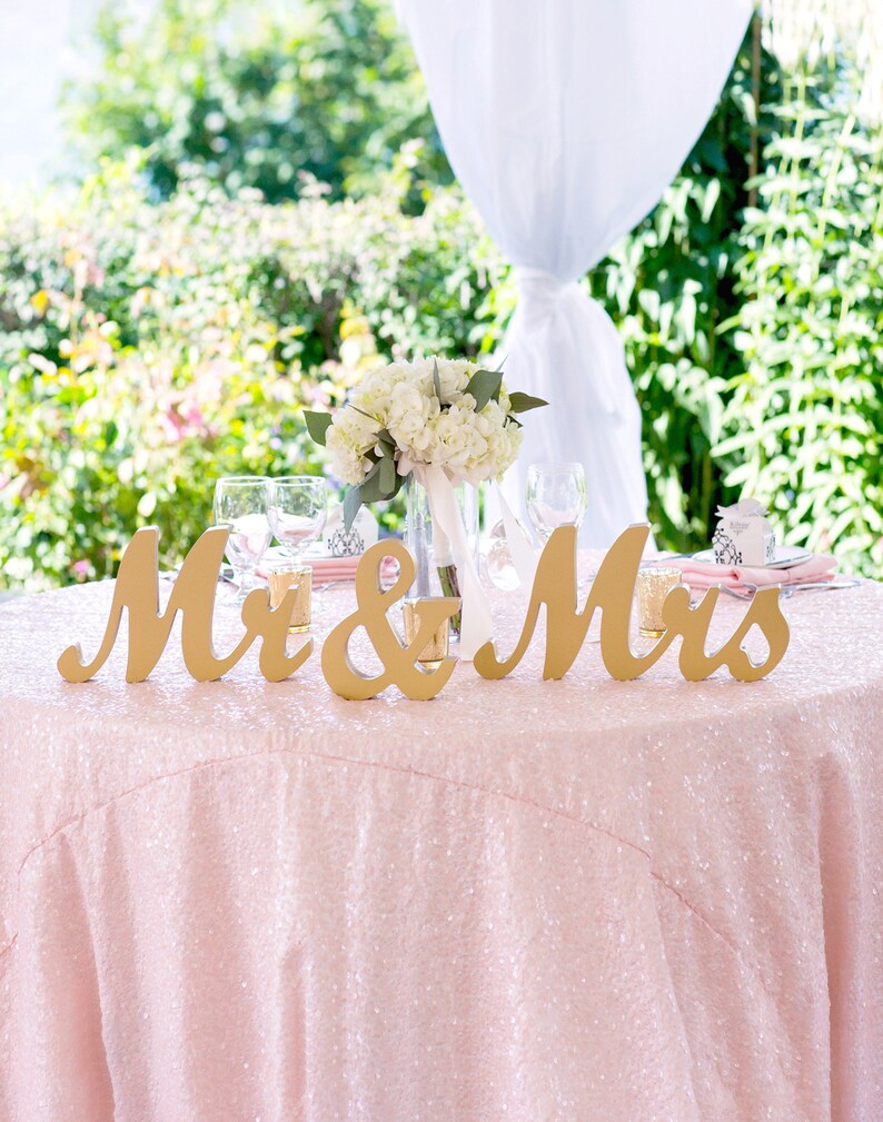 Mr and Mrs Signs for Sweetheart Table Wedding Centerpiece Table Decor Mr & Mrs Letter Large Thick Mr and Mrs Wedding Signs (Item - MTS100)